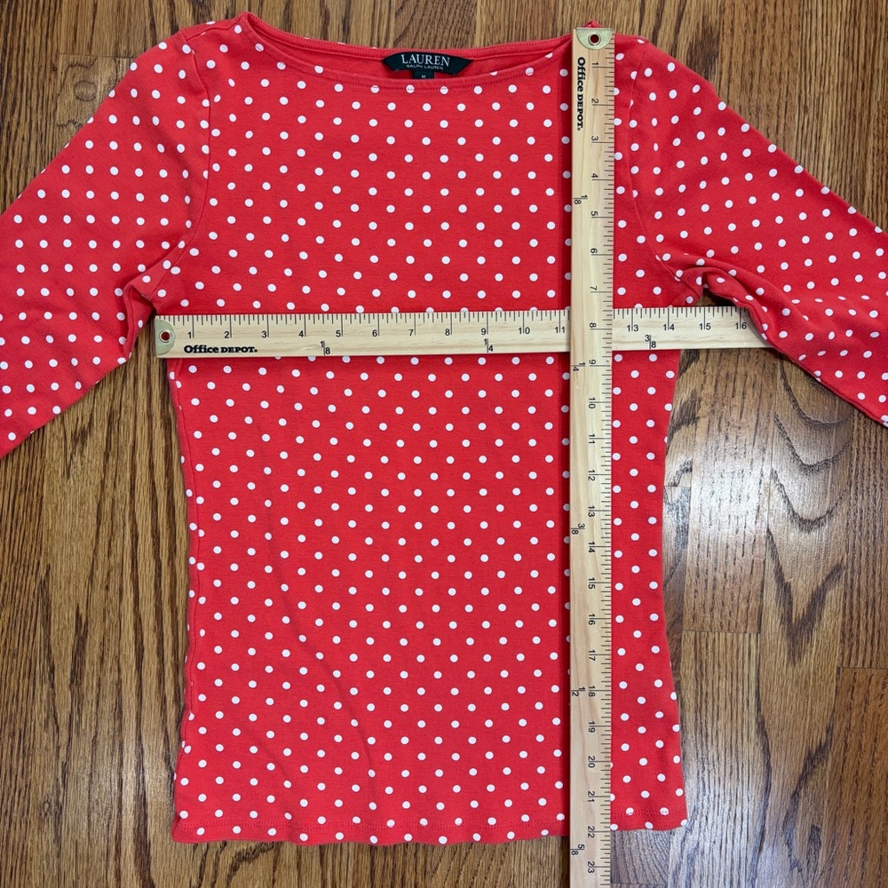 LRL Polka Dot 3/4 Ruffle Sleeve Boatneck Top - Picture 5 of 7